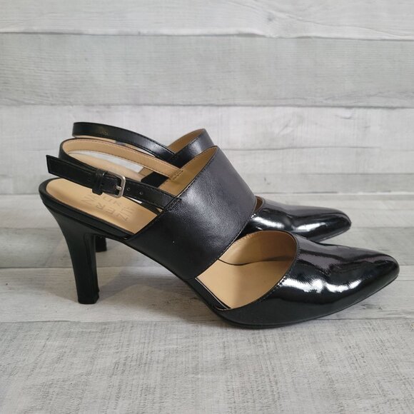 Naturalizer Elena Black Patent Leather Slingback Heels Size 9M - Picture 2 of 7